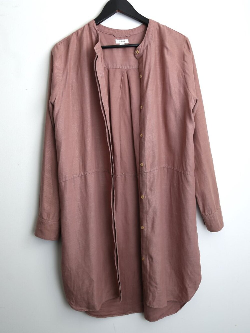 Aritzia Wilfred Hidden Button-Down Shirt Dress Dusty Rose Size Small